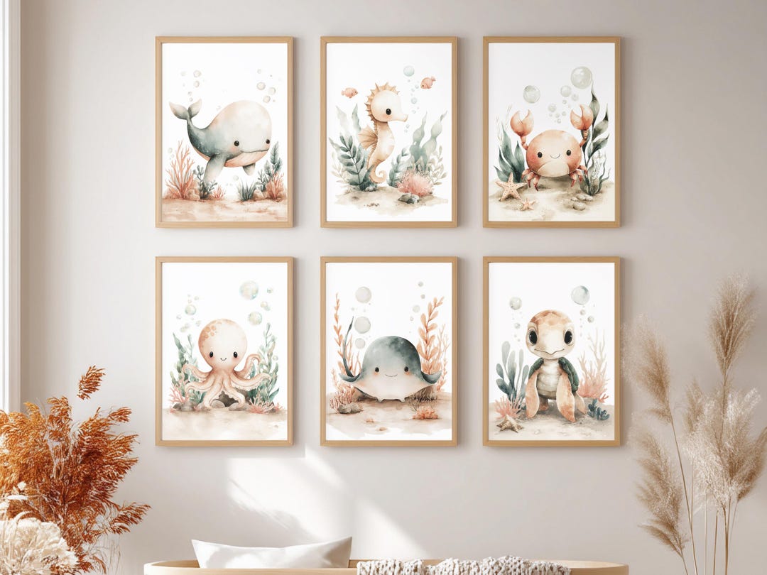 Under the Sea Nursery Wall Art Set, Digital Ocean Animal Prints - Etsy