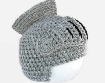 Baby Knight Hat, Toddlers Knight Helmet, Baby Crochet Hat, Toddler's Winter Hat