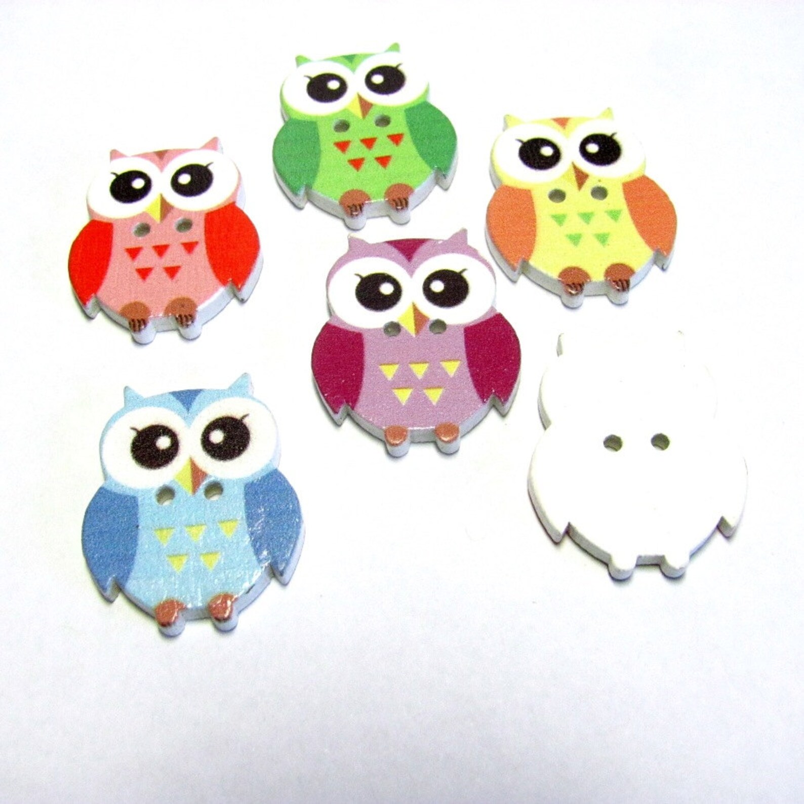 Owl Buttons Wooden Owl Buttons Owl Scrapbooking Etsy