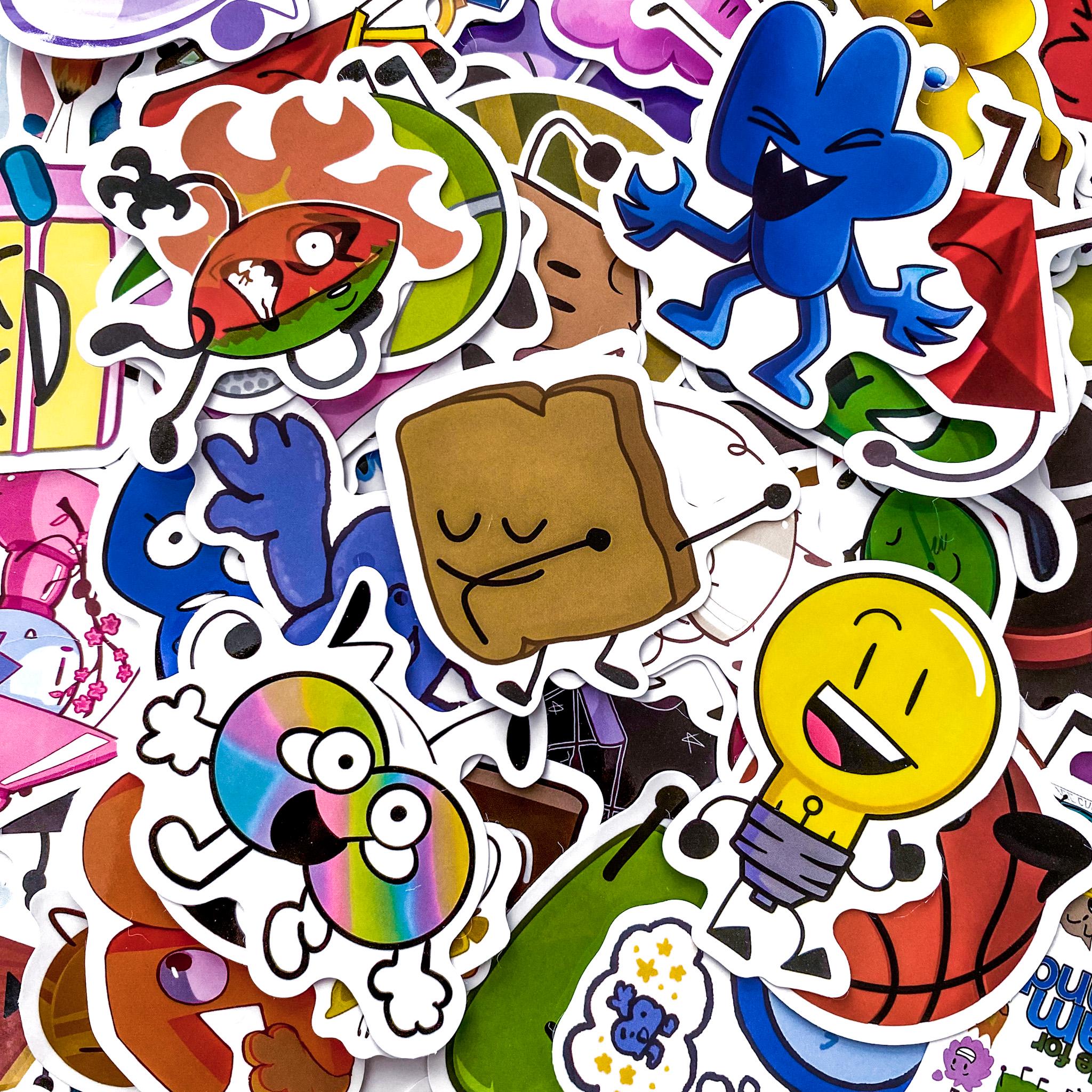50 Random Cute Cartoon Stickers, Funny Object Character Stickers ...