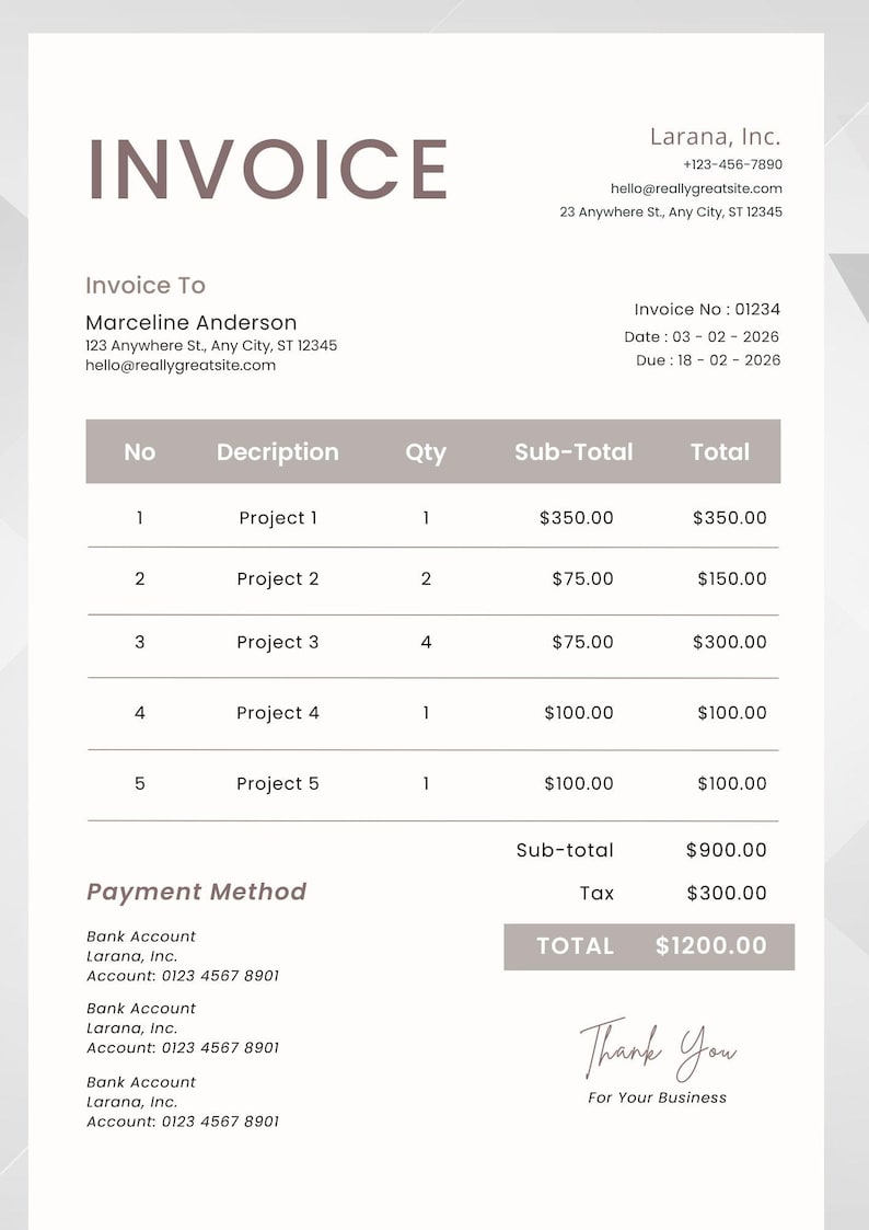 Editable Invoice Template | Modern Business Order Form (digital ...