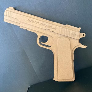 Gun - Laser Cut Paper Pistol Model – Cardboard Template (Easy)