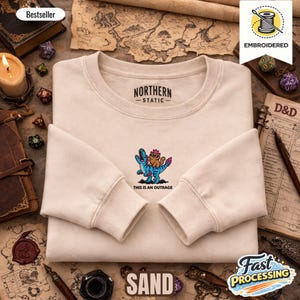 Embroidered Dungeon and Dragon Princess Donut and Mongo Sweatshirt Dungeon Crawler Carl DnD Cat Lover Nerdy Ren Faire Fantasy Gift