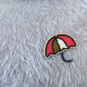 Paraplu broche met parasol broche, zomer broche, beaded paraplu broche, juwelen paraplu brooch