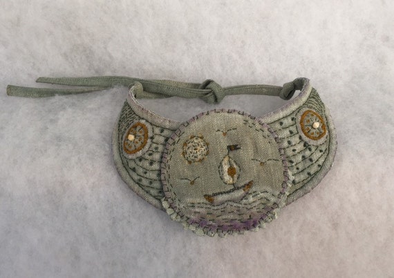 Textile design necklace, handmade embroidery jewelry accessories