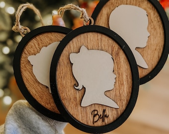 Personalized Wooden Silhouette Portrait | Custom Child Profile Ornament| Handcrafted Keepsake