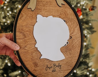 Personalized Wooden BOW Silhouette Portrait | Custom Child Profile Sign | Handcrafted Keepsake | 18x14