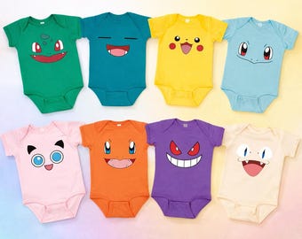 Body divertido de PKM para bebé, body de personajes Pokémon, body de Pikachu para bebé, regalo de cumpleaños, ropa de anime estética y moderna, regalo para baby shower