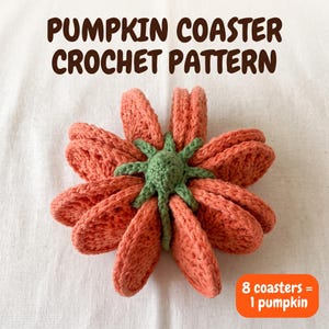 Pumpkin Coaster Crochet Pattern PDF, 3D Pumpkin Decor from 8 Coasters, Fall Table Centerpiece, Thanksgiving Crochet, Autumn Home Decor