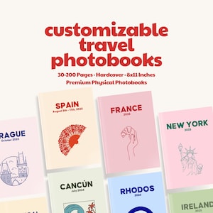 Álbum de fotos de viaje personalizado: álbum de tapa dura personalizado, álbum de recortes de vacaciones, libro de recuerdos de viaje impreso, regalo para viajeros
