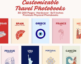 Álbum de fotos de viaje personalizado de tapa dura: Álbum de recuerdos y viaje de vacaciones personalizado