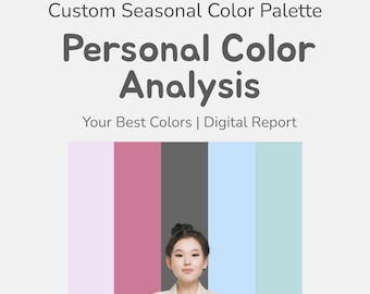 Personal Color Analysis | Custom Seasonal Color Palette & Wardrobe Guide | 16-Page Virtual Styling Report | 12 Season Digital Analysis PDF