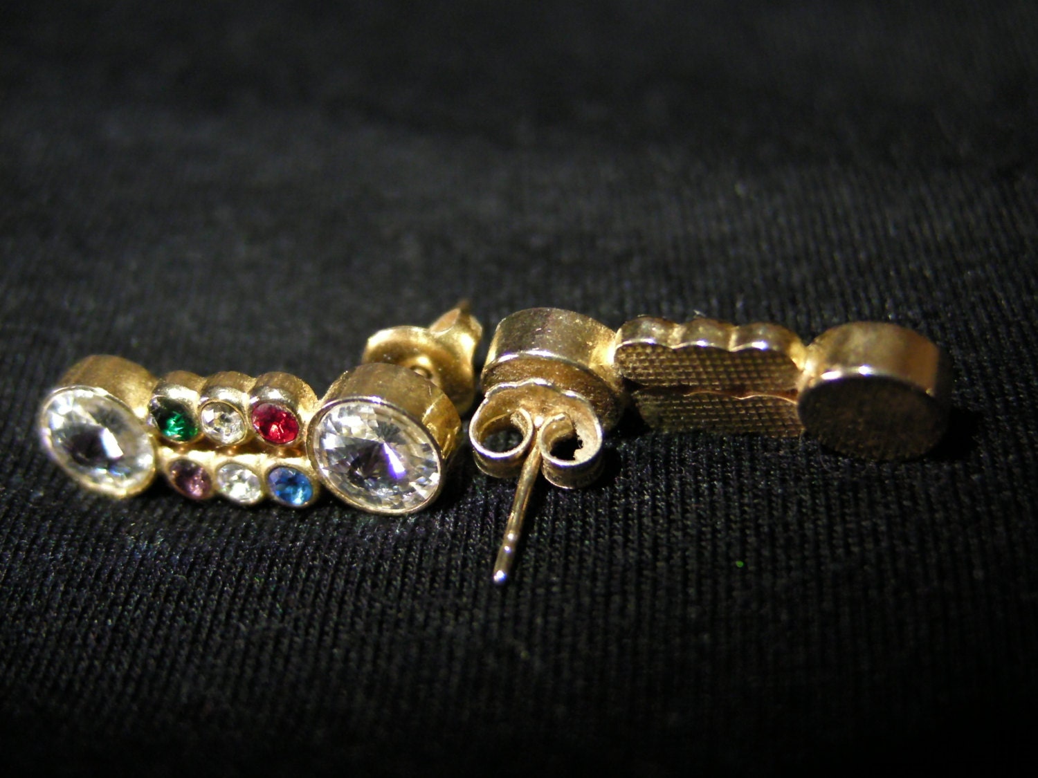 Rhinestone Earrings Multicolorvintagezero Shipping Charge Etsy