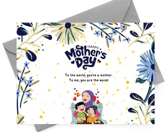 Tarjeta imprimible para el Día de la Madre / Tarjeta floral para el Día de la Madre / Tarjeta de felicitación para el Día de la Madre con descarga instantánea / Tarjeta de feliz Día de la Madre