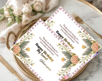 Tarjeta de feliz cumpleaños para mi amor / Tarjeta de cumpleaños floral romántica / Tarjeta de cumpleaños imprimible para esposa / Tarjeta de cumpleaños de amor para esposa / Descarga digital