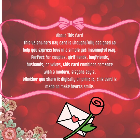 Valentine’s Day Digital Card for Couples | Romantic Love Greeting | Printable & Instant Download