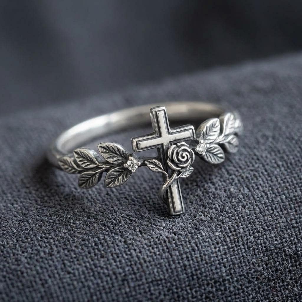Floral Cross Ring - Etsy