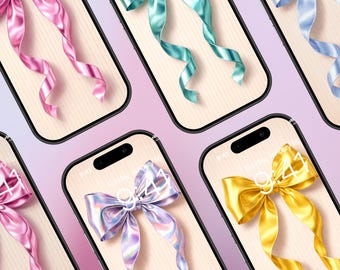 Coquette Bow Phone Wallpaper | Cute Ribbon Aesthetic Lock Screen | High Resolution Background | Girly Wallpapers | Instant Digital Download