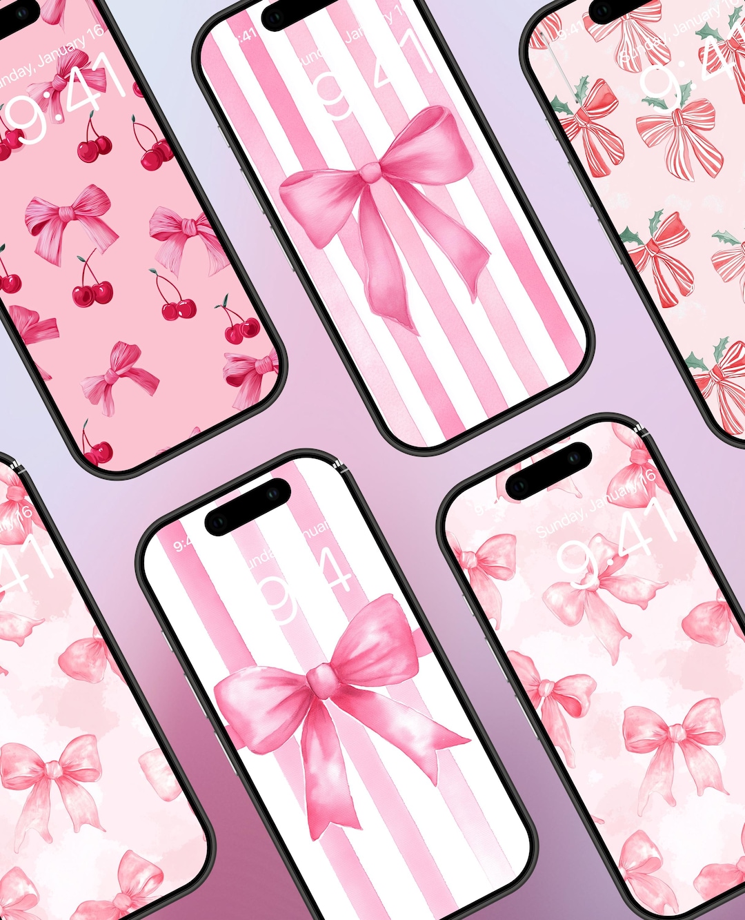 5 Coquette Pink Bow Phone Wallpaper | Cute Pink Ribbon Aesthetic Lock ...