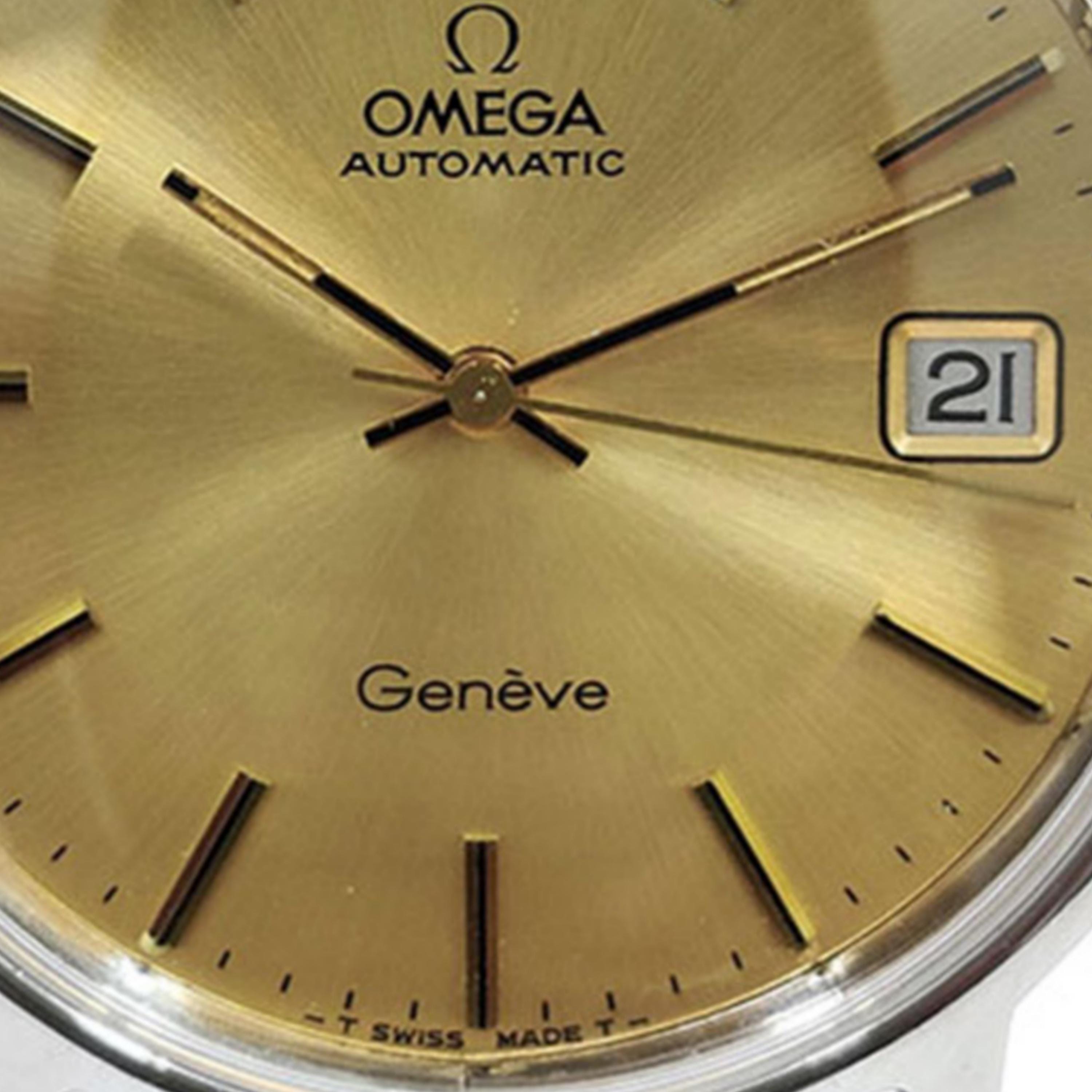 OMEGA Geneve 166.0163 Date Cal.1012 Gold Dial Automatic Men\'s Watch_932783 Vintage Omega Geneve Automatic Caliber 1012 Ref 166.0163  main image 4