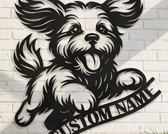 Personalized Dog Metal Sign, Custom Name Wall Art, Unique Puppy Decor, Metal Art for Home Entrance