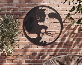 Cats Yin Yang Metal Wall Art, Metal Cat Art , Cat Decor for Home, Cat Wall Art, Gift for Cat Lovers, Cat Gift Idea