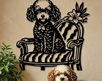 Custom Poodle Metal Wall Art, Personalized Dog Name Sign, Pet Memorial Wall Hanging Decor, Dog Mom Gift for Living Room