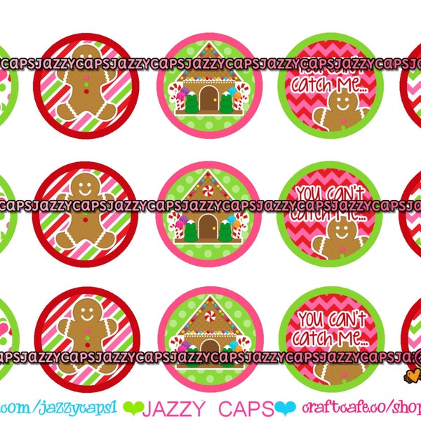 Cute Gingerbread--  1" Digital Bottle Cap Sheet Instant Download