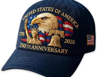 America 250th 1776-2026 Commemorative Hat, Patriotic Embroidered USA Cap, Independence Day Anniversary Gift
