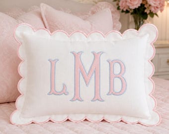 Handmade Custom Text Embroidered Pillow Cover, Personalized Monogram Cushion Case