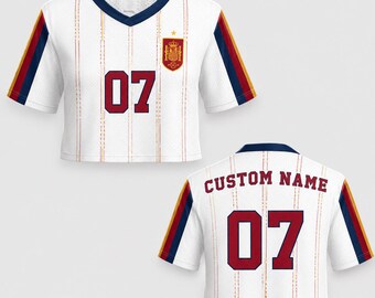Stadium Outfit Ready Spain Mesh Crop Top Jersey, 2026 Soccer Fan Top