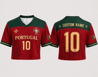 Champion Vibe Portugal Crop Top Jersey, 2026 Soccer Tournament Fan Top