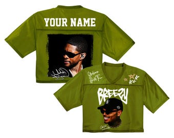 Custom Name Chris Brown and Usher Crop Top Jersey, Personalized R&B Fan Gear, Music Concert Outfit, Trendy Streetwear Top