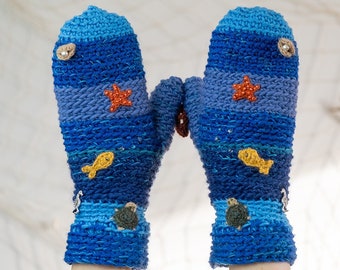 Deep Sea Mittens / Gloves ~ Handmade ~ Free Shipping Worldwide