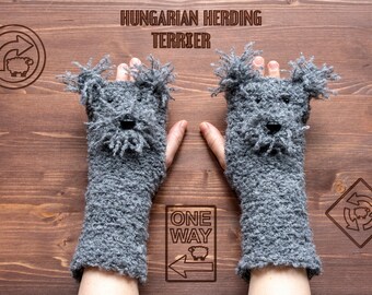 Pumi (Hungarian Herding Terrier Dog) Fingerless Gloves ~ Handmade ~ Free Shipping Worldwide