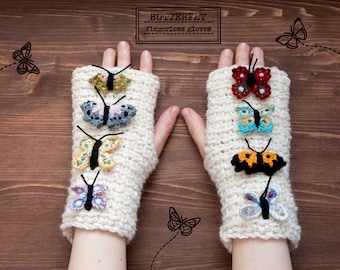 Butterfly Fingerless Gloves ~ Handmade ~ Free Shipping Worldwide