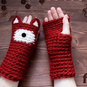 Fox Fingerless Gloves Handmade Free Shipping Worldwide image 2