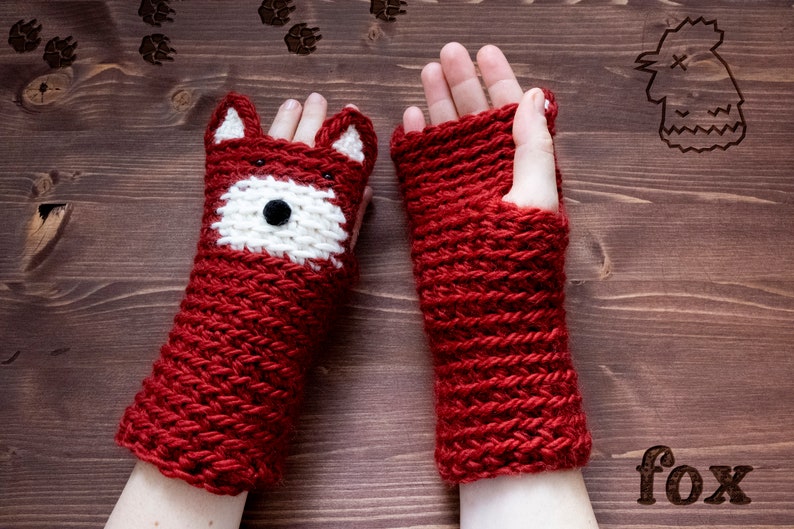 Fox Fingerless Gloves Handmade Free Shipping Worldwide image 2