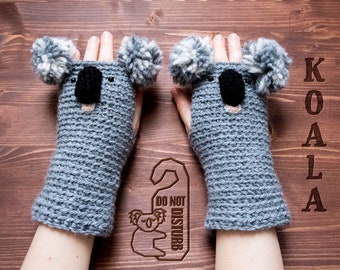 Koala Fingerless Gloves ~ Handmade ~ Free Shipping Worldwide