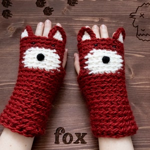 Fox Fingerless Gloves Handmade Free Shipping Worldwide image 1