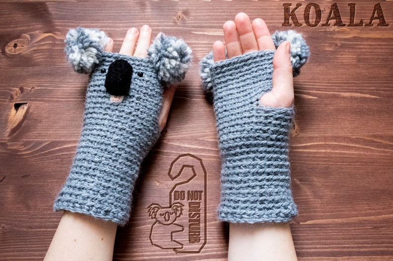 Koala Fingerless Gloves Handmade Free Shipping Worldwide image 2