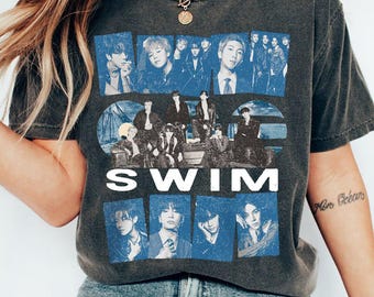 BTS Swim tour 2026 K-Pop Band Graphic Tee, Vintage Washed Cotton T-Shirt