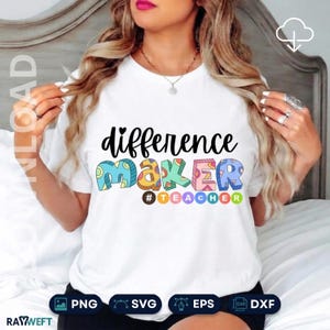 Retro ontwerp voor een lerarenshirt – Difference Maker PNG SVG (digitale download)