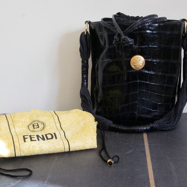 RESERVED FOR LISA Fendi Bag 1980s/ Bucket Bag/ Leather Suede Bag/ Drawstring Bag/ Made in Italy/ Luxury Gift for Her/ High Fashion/ Designer