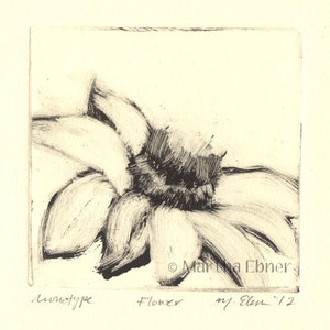 Flower Monotype Print, Unique, One-of-a kind