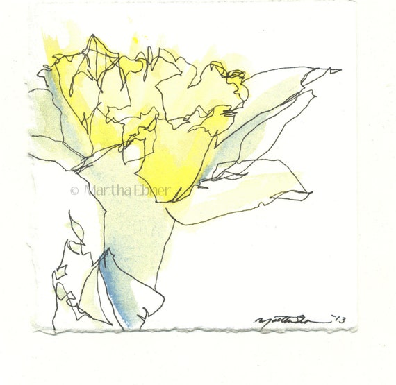 Sketch Watercolor Daffodil Flower