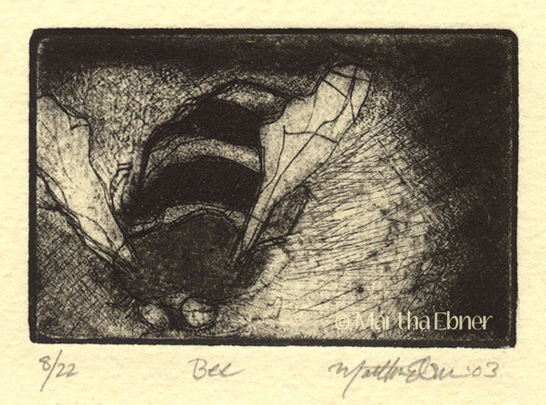 Bumblebee Print-Original Bee Etching image 1