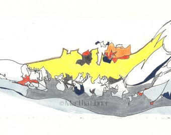 CARIBOU Dibujo de HUESO de Mandíbula en Amarillo
