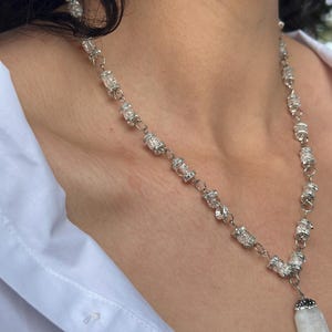 Handmade Moonstone and Necef Natural Stone Necklace –Gemstone Jewelry