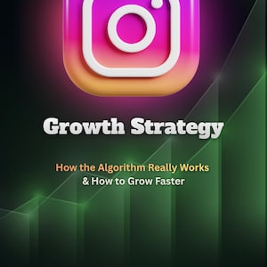 Może przedstawiać: Grafika cyfrowa z logo Instagramu w gradientach fioletu, różu i pomarańczy. Tekst brzmi "Growth Strategy" oraz "How the Algorithm Really Works & How to Grow Faster". Rok "2026" jest wyświetlany z etykietą "NEW".